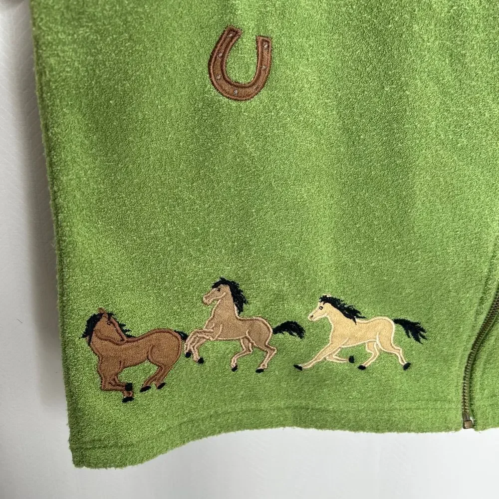 Mandal Bay green best horse embroidery equestrian ranch western horseshoe